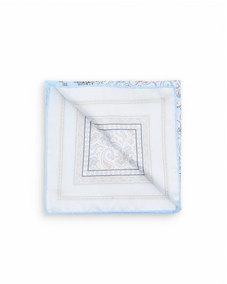 Eton Paisley Silk Twill Pocket Square Light Blue 1 10100