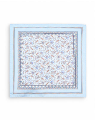 Eton Paisley Silk Twill Pocket Square Light Blue 2 10146