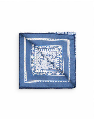 Eton Paisley Silk Twill Pocket Square Dark Blue 1 10103