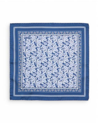 Eton Paisley Silk Twill Pocket Square Dark Blue 2 10147
