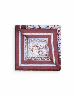 Eton Paisley Silk Twill Pocket Square Dark Red 1 10127
