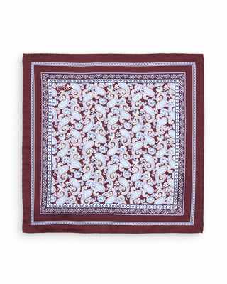 Eton Paisley Silk Twill Pocket Square Dark Red 2 10159
