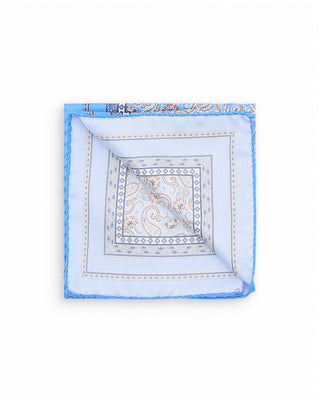 Eton Paisley Silk Twill Pocket Square Blue 1 10095