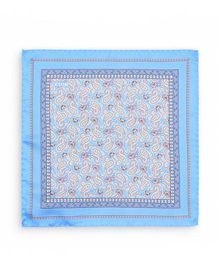 Eton Paisley Silk Twill Pocket Square Blue 2 10143