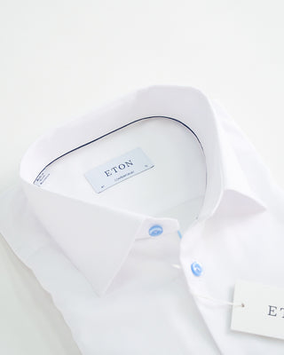 Eton Signature White Twill Contemporary Shirt With Blue Buttons White  2