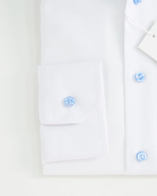 Eton Signature White Twill Contemporary Shirt With Blue Buttons White  3