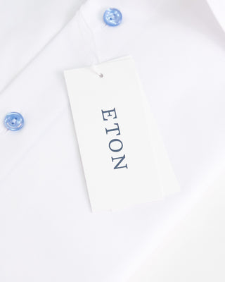 Eton Signature White Twill Slim Shirt With Blue Buttons White  2