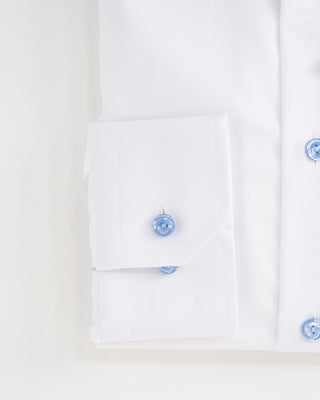 Eton Signature White Twill Slim Shirt With Blue Buttons White  3