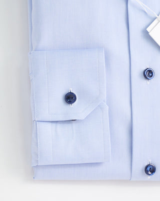 Eton Signature Twill Light Blue Contemporary Shirt With Navy Button Light Blue  2