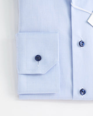 Eton Signature Twill Light Blue Slim Shirt With Navy Button Light Blue  2