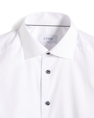 Eton Signature White Twill Slim Shirt With Black Buttons White 6 10785