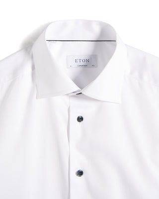 Eton Signature White Twill Contemporary Shirt With Black Buttons White 14 10791