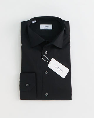 Eton Signature Twill Black Contemporary Dress Shirt Black 1 1