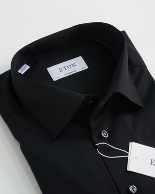 Eton Signature Twill Black Contemporary Dress Shirt Black 1 2