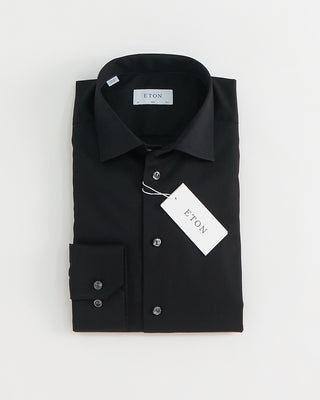Eton Signature Twill Black Slim Dress Shirt Black 1 2