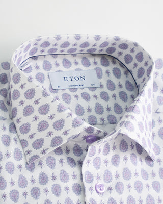 Eton Paisley Print Contemporary Shirt Mauve  2