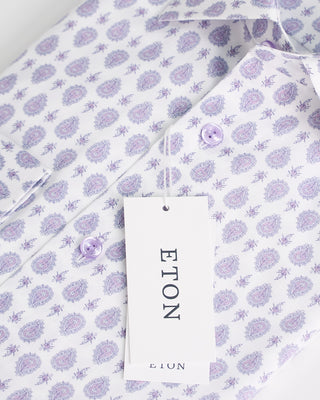 Eton Paisley Print Contemporary Shirt Mauve  3