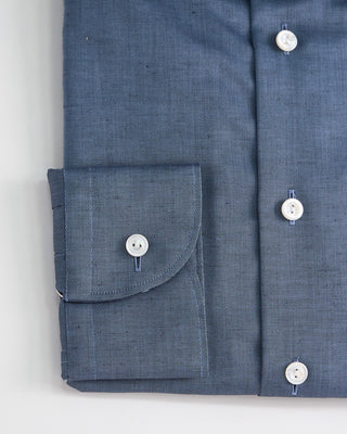 Eton Navy Cotton Linen Slim Shirt Navy  2