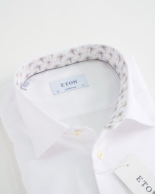Eton Solid Twill Contemporary Shirt W Contrast White 1 2