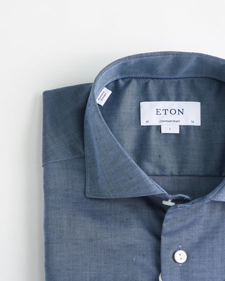 Eton Navy Cotton Linen Contemporary Shirt Navy 