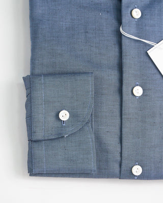Eton Navy Cotton Linen Contemporary Shirt Navy  2
