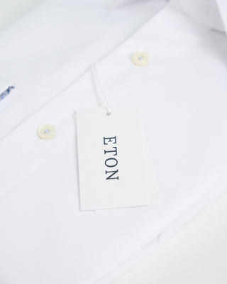 Eton Twill Contemporary Shirt W Floral Contrast White 1 3