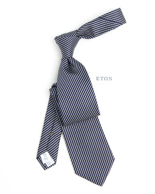Eton Silk Fine Stripe Woven Tie Navy 