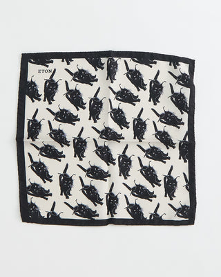 Eton Black Cat Silk Pocket Square Black 