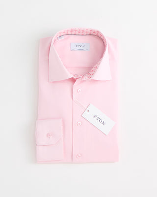 Eton Twill Contemporay Shirt W Contrast Collar Pink  1