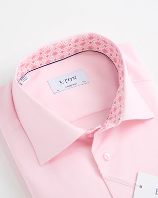 Eton Twill Contemporay Shirt W Contrast Collar Pink  2