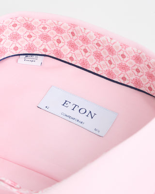 Eton Twill Contemporay Shirt W Contrast Collar Pink  3