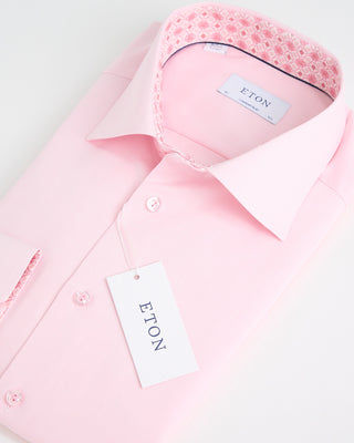 Eton Twill Contemporay Shirt W Contrast Collar Pink  4