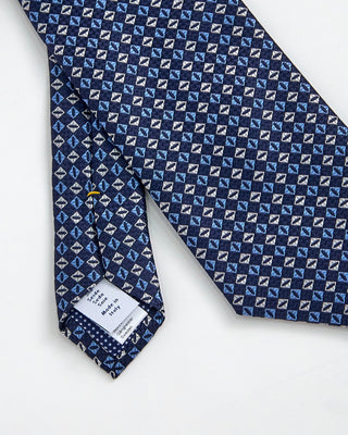 Eton Geometric Woven Silk Tie Navy 1 1