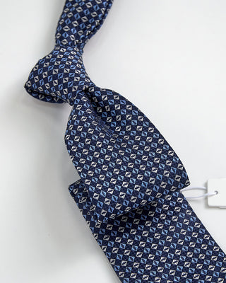 Eton Geometric Woven Silk Tie Navy 1 2