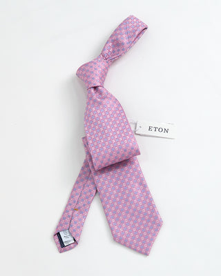 Eton Geometric Woven Silk Tie Pink 1