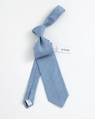 Eton Solid Silk Linen Tie Light Blue 1