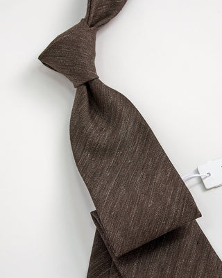 Eton Solid Silk Linen Tie Brown 1 1