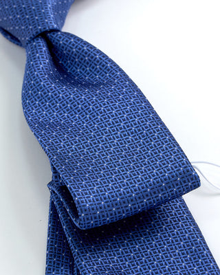 Eton Geometric Woven Silk Tie Blue 1 2