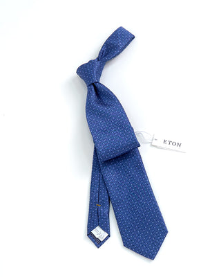 Eton Geometric Woven Silk Tie Blue 1