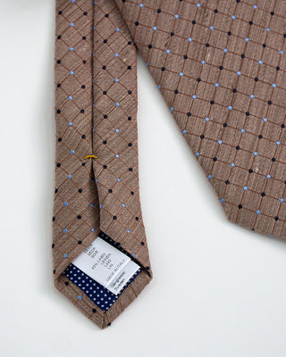 Eton Checked Silk Linen Tie Brown 1 1