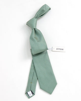 Eton Semi Solid Woven Silk Tie Green 1