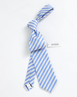 Eton Striped Silk Tie Light Blue 1