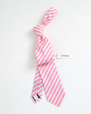 Eton Striped Silk Tie Pink 1