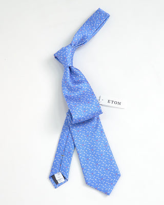 Eton Floral Print Woven Tie Blue 1