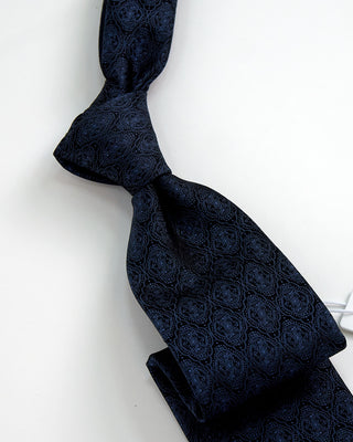 Eton Floral Woven Silk Tie Navy 1 1