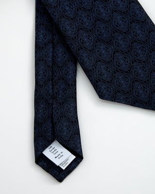 Eton Floral Woven Silk Tie Navy 1 2