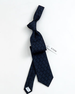 Eton Floral Woven Silk Tie Navy 1