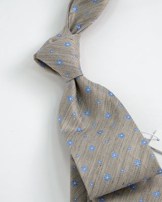 Eton Floral Silk Linen Tie Beige 1 2