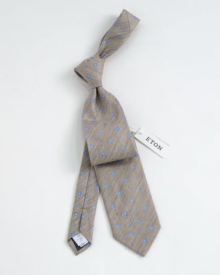 Eton Floral Silk Linen Tie Beige 1