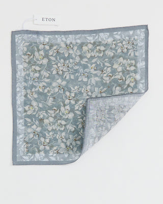 Eton Floral Linen Pocket Square Grey 1 1